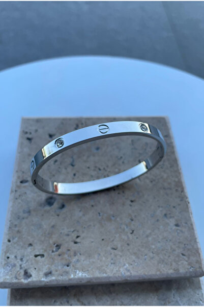 Jaida Moda Zircon Stone Thick Steel Women's Cuff Bracelet