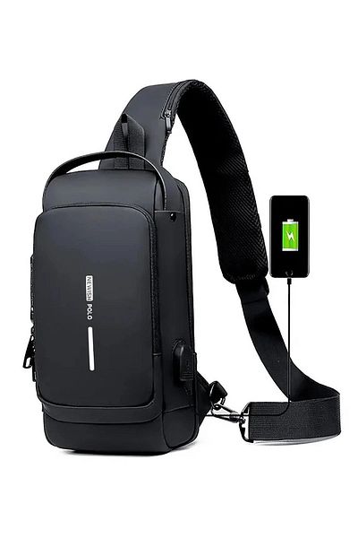 Newish Polo Body Bag Crossbody Backpack with USB Cable Output Uziko - Artificial Leather