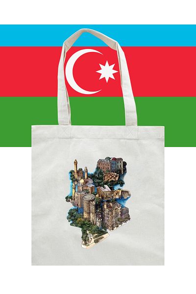 Saiza Azerbaijan Printed Shoulder Cloth and Raw Bag