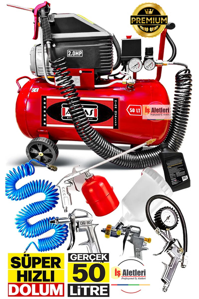 PROXTECH Bakır Sargı Motor Gerçek 50 Litre Süper Hızlı Dolum Hava Kompresörü ...