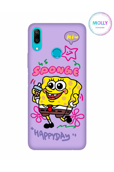 Molly Lilac Sponge Bob Pattern Silicone Case For Huawei Y7 2019