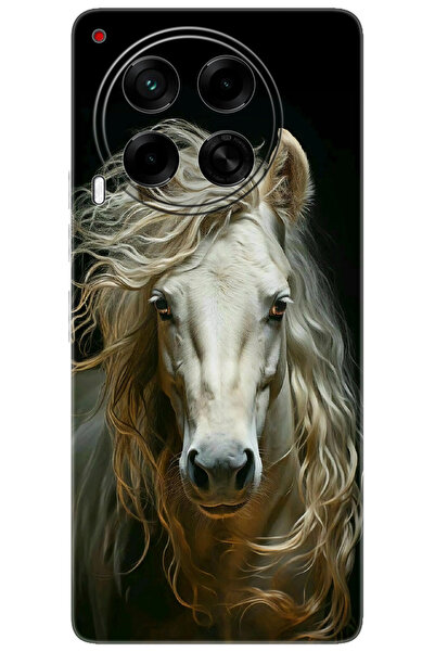 Camon Tecno 30 5G (CL7) Uyumlu Kılıf Desen Baskılı Silikon Beyaz At STK:689 C...