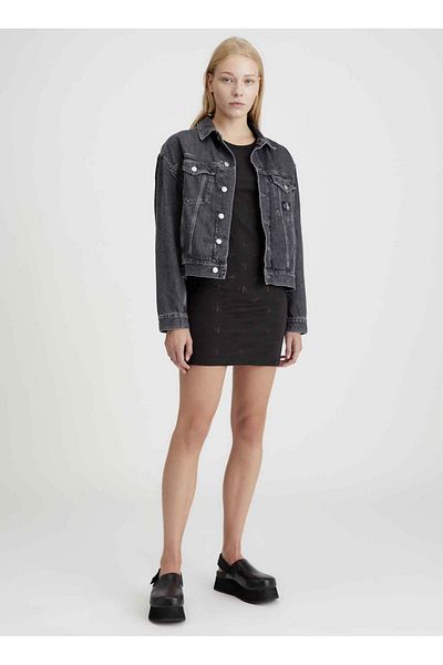 Calvin Klein Jeans Anthracite Women's Denim Jacket Boxy Denim Jacket