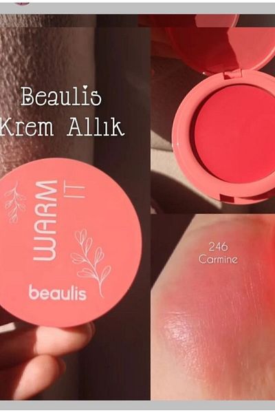 beaulis كريم أحمر الخدود: كريم البشرة الوردي والأحمر الدافئ وظلال العيون للوجه