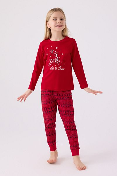 Arnetta Girl's Red Long Sleeve Pajama Set