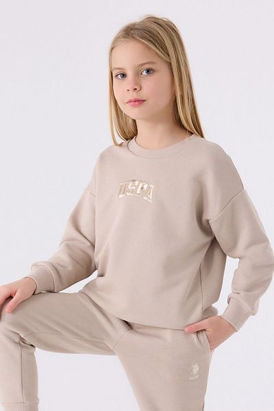 U.S. Polo Assn. Σετ φόρμας καφέ για κορίτσια
