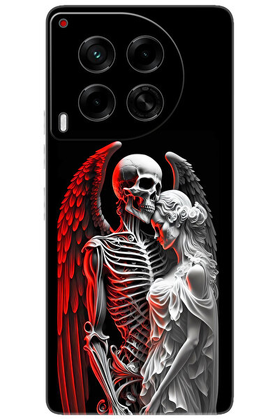 Camon Tecno 30 4g (CL6) Uyumlu Kılıf Desen Baskılı Silikon Iskelet Ve Melek A...
