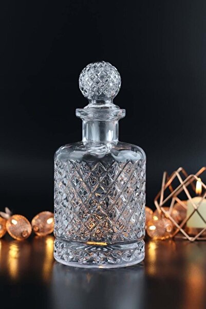 ÜZÜM ÇELİK El Yapımı Kafes Karaf Cam Viski Ve Meşrubat Şişesi 12x26 Cm