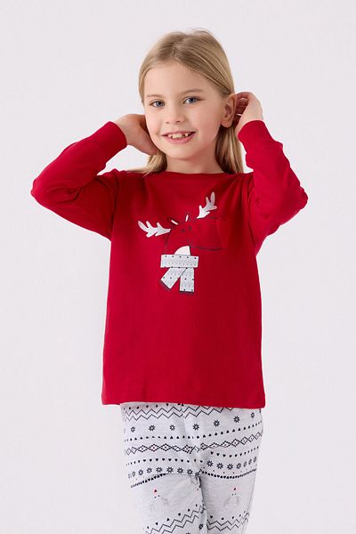 Arnetta Girl's Red Long Sleeve Pajama Set