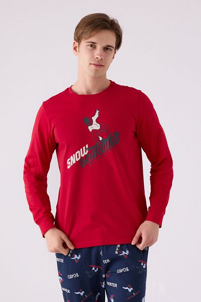 Rolypoly Men's Red Long Sleeve Pajama Set