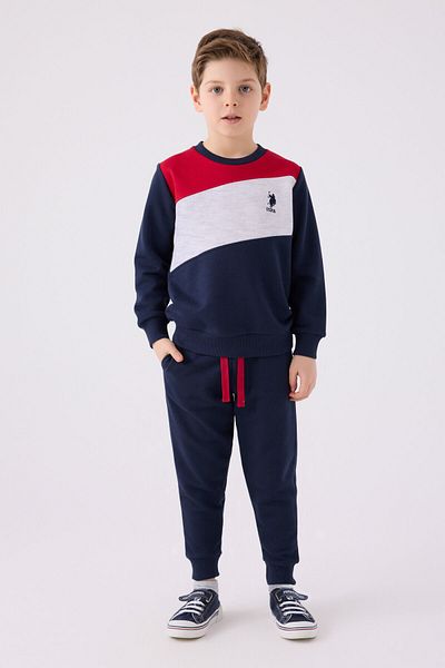 U.S. Polo Assn. طقم بدلة رياضية للأولاد - US1941 بولو أحمر