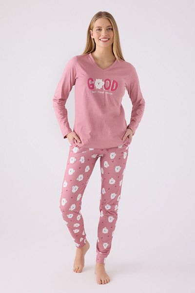 Arnetta Women's Pink Long Sleeve Pajama Set