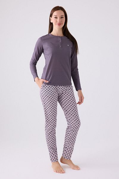 Pierre Cardin Set pijama cu mânecă lungă gri pentru femei