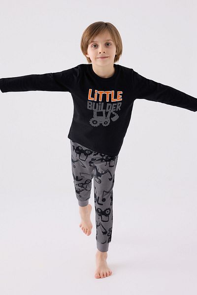 Rolypoly Set pijama neagra cu maneca lunga pentru baietel