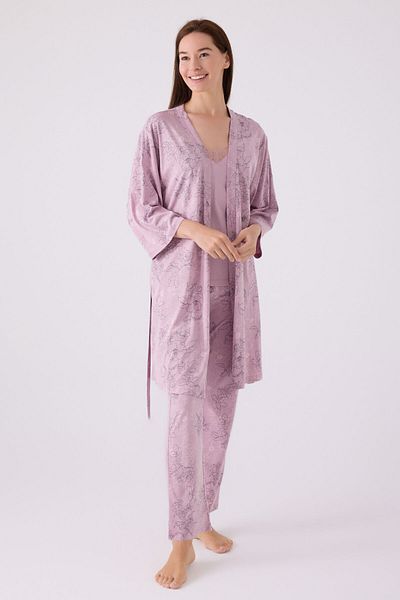 Pierre Cardin Set pijamale 3 piese Dusty Rose pentru femei