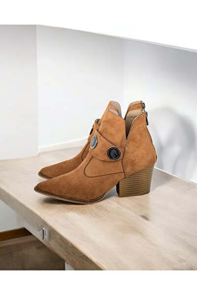 yabisago Tokalı Kadın Süet Bot Taba