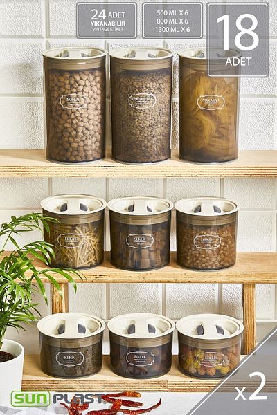Sunplast Set of 18 Storage Containers - Leak Proof Ergonomic Lockable Lid - Anthracite Food Container