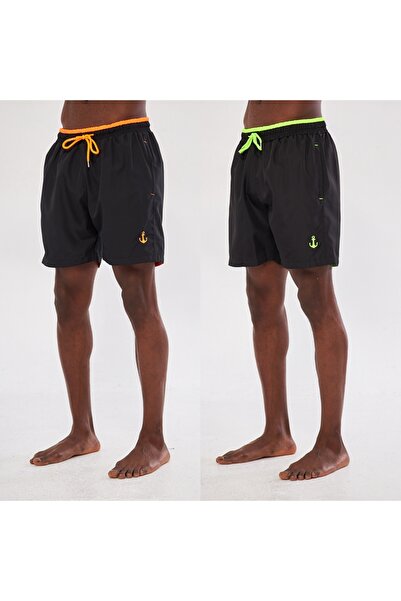 pandy Set de 2 pantaloni scurți de baie colorați cu fermoar