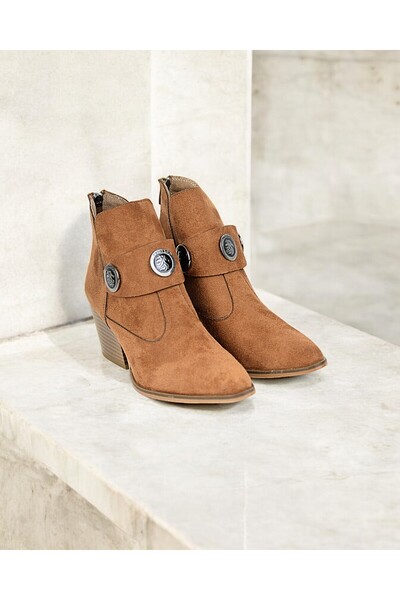 yabisago Tokalı Kadın Süet Bot Taba