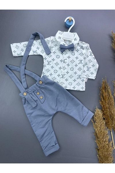 ZİMBOO WOODEN BUTTONED BOW TIE BABY BOY SLOPET SET