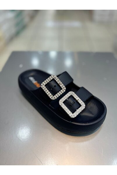 Akınal Bella Stone Detailed Double Buckle Women's Daily Slippers