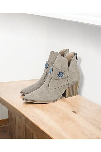 yabisago Tokalı Kadın Süet Bot Vizon