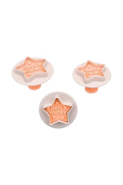 Sunplast Best Wishes Cookie Mold Cookies - 3-Piece Press-on Sugar Dough Cutter