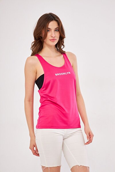 Moda Işık Sporcu Atleti Fuşya Renk Brooklyn  Baskılı