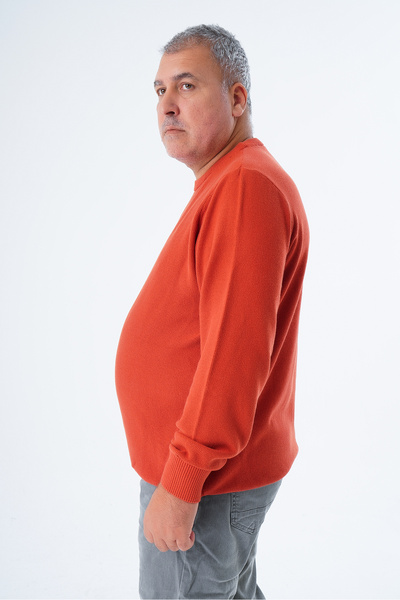 Trist Star Men's Tan Knit Sweater - Plus Size, Crew Neck, 100% Cotton, Rice Knit - Trist-2112