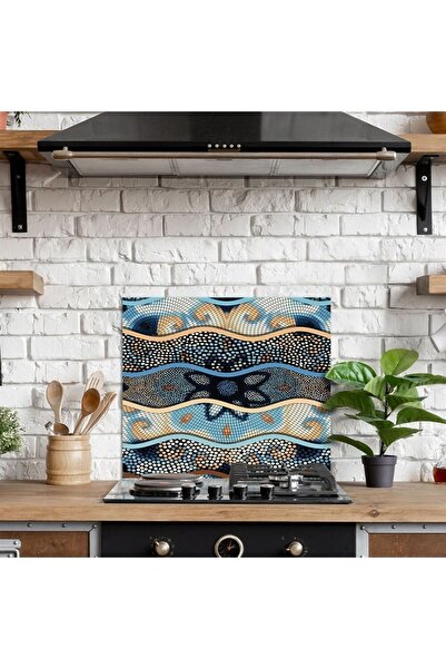 Decovetro Ocak Arkası Koruyucu Dalgalı Mozaik Desenli 76x50cm