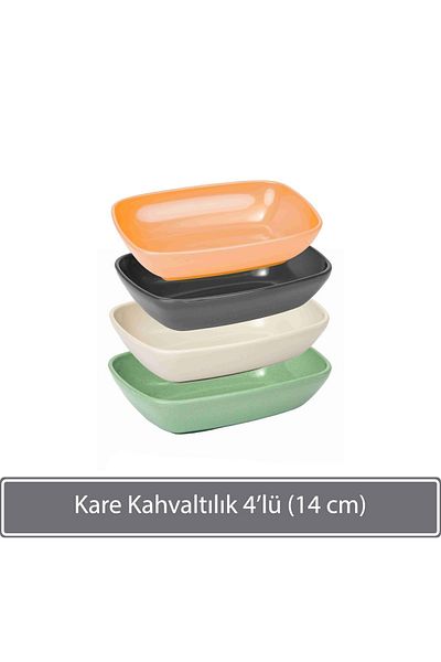 Sunplast Square Breakfast & Snack Bowl 4 Pieces (14 CM)