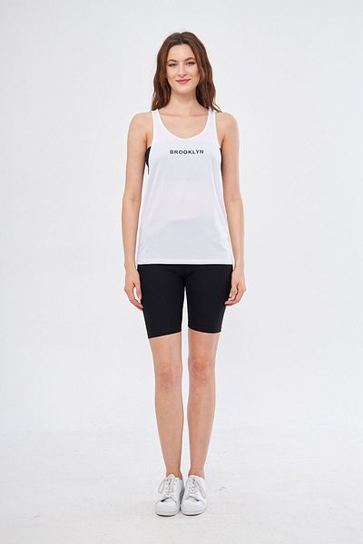 Moda Işık Sports Tank Black Brooklyn Printed White Color Fabric