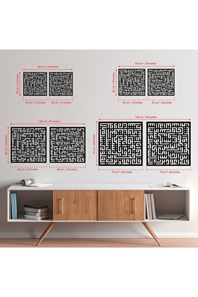 DECOVIENO Kufi Line Art Set de 2 ornamente Felak și Nas - 60 cm x 60 cm Decor de perete pentru biroul de acasă