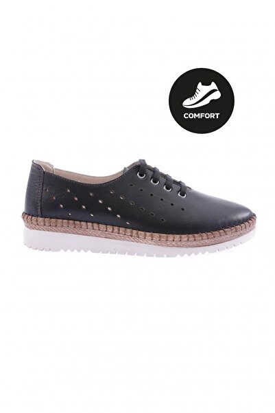 DGN P57-23Y Women's Lace-Up Casual Shoes Genuine Leather Black