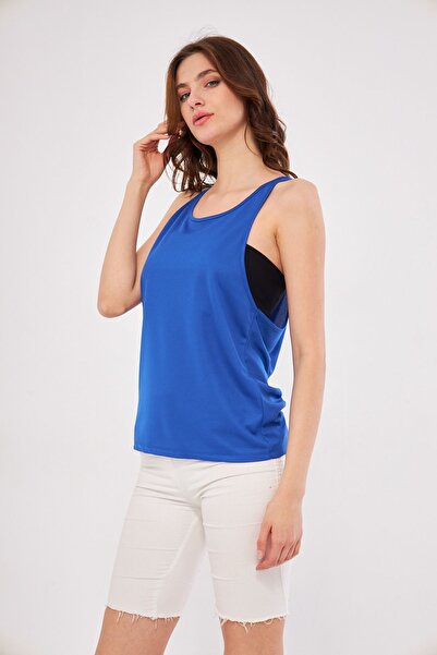 Moda Işık Sports Tank Saks Blue Color Cobe Printed