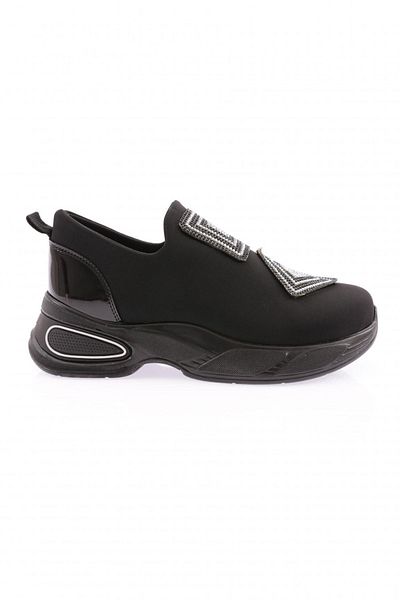 DGN Negru - M610-22k Pantofi pantofi pentru femei cu talpă groasă, cu motiv de piatră elastică, negru