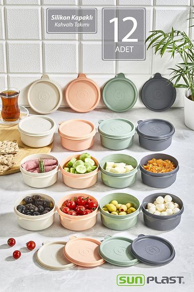 Sunplast 12-Piece SNAKE Breakfast Set - Food Food Picnic Storage Container with Leak-Proof Silicone Lid Breakfast Set