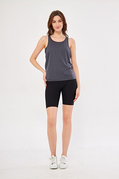 Moda Işık Sports Tank Plain Anthracite Fuchsia Color