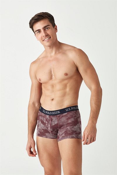 U.S. Polo Assn. Η.Π.Α. Polo Assn. Ανδρικό Navy Blue - Printed - Claret Red Boxer 3 τεμαχίων