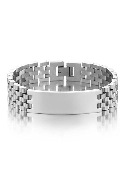 Chavin Men's Steel Bracelet - Wide Imprint, 316 L Silver, Eb83by