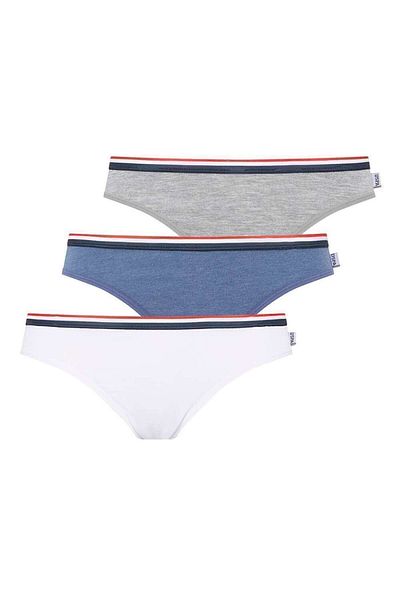 U.S. Polo Assn. Women's White - Blue Melange - Gray Melange 3-Piece Slip 66271