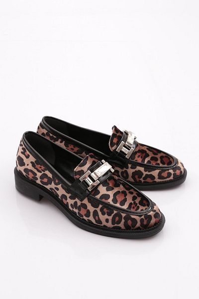 DGN Schwarze Loafer-Schuhe mit Leopardenmuster PM386-K905