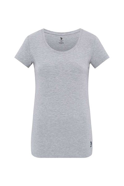 U.S. Polo Assn. Γυναικείο μπλουζάκι Modal Cotton Basic Deep Collar Grey Melange