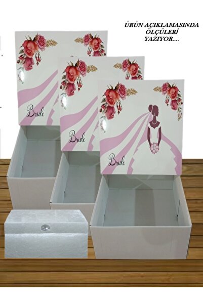 Sandık Dünyası Gelin Damat Sandığı Bohça Kutusu Çeyiz Sandık Kolisi 4lü 0153