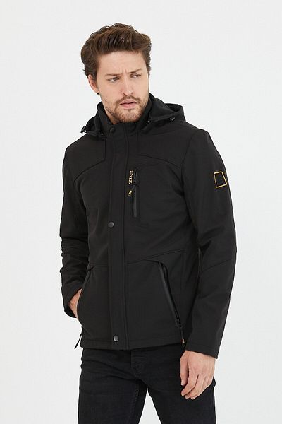 Mero Life Water And Windproof Fur Softshell Black Men's Coat