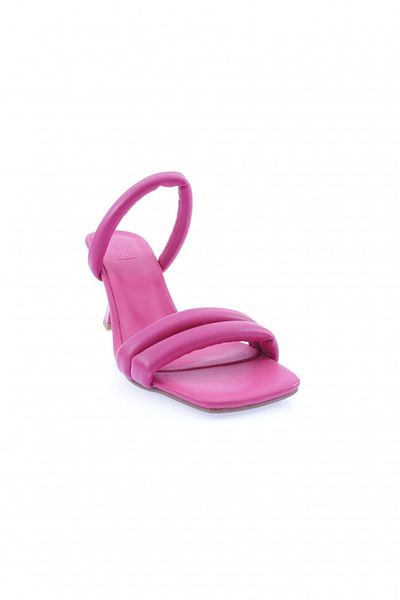DGN 3025-23y Papuci cu toc pentru femei fuchsia - două rânduri cu bandă
