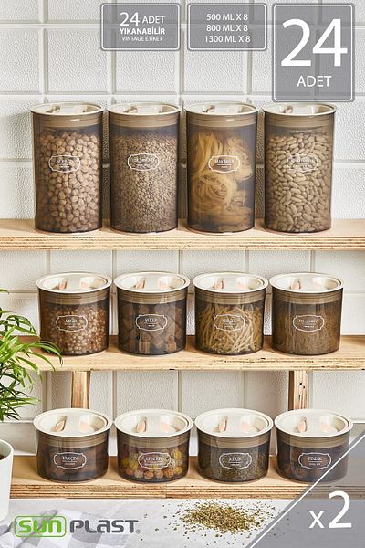 Sunplast Set of 24 Storage Containers - Leak Proof Ergonomic Lockable Lid - Latte Food Container