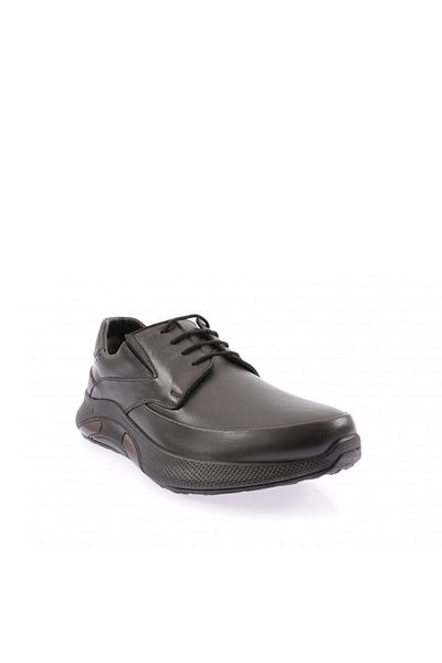 DGN 1900 Men's Black Genuine Leather Comfort Lace-Up Shoes