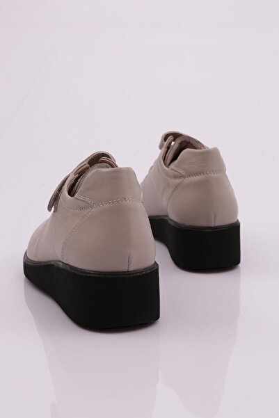 DGN Kadın Cırtlı Comfort Ayakkabı Vizon Hakiki Deri 34793