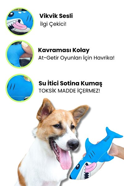 Havhav Sahil Havhavları Temalı Köpek Oyuncağı Vikvik Sesi Çıkaran Peluş Köpek Balığı, Köpek Uyku Arkadaşı